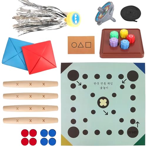 Koreanisches Volksspiel-Set (traditionelles koreanisches Spielspiel) - Jebi Chagi, Gong-gi, Biseokchigi, Paeng-y, DDAKJI, Familienreisspiele von Tiuyii