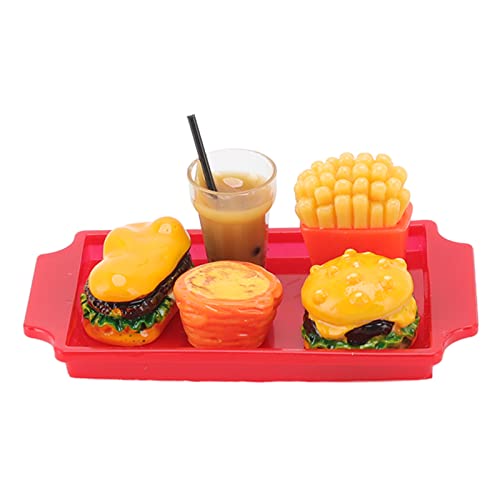 Miniatur-Lebensmittel-Spielspielzeug, Puppenhaus-Fast-Food, Mini-Hamburger-Pommes-Set für 1/12, Kunstharz-Miniatur-Lebensmittelzubehör mit DIY-Szenendekorationen, von Tixiyu