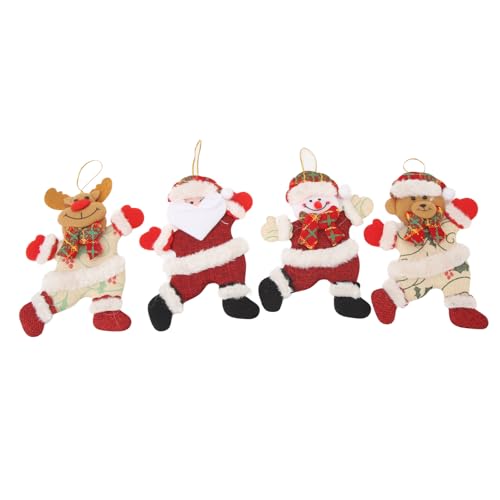 Tixiyu Christbaumschmuck aus Baumwollstoff, 4 Stück, Süße Puppe, Anhänger, Weihnachtliche Hängedekoration, Geschenke für und Freunde von Tixiyu