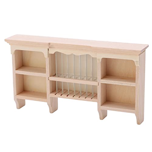 Tixiyu Mini-Aufbewahrungsregal Handbemalte Puppenhausschrank Gefertigtes Puppenhaus Mini-Schrank für Küchenminiaturdekorationen, Birch Wood Miniatura Lagerschrank, für DIY-Dekoration von Tixiyu