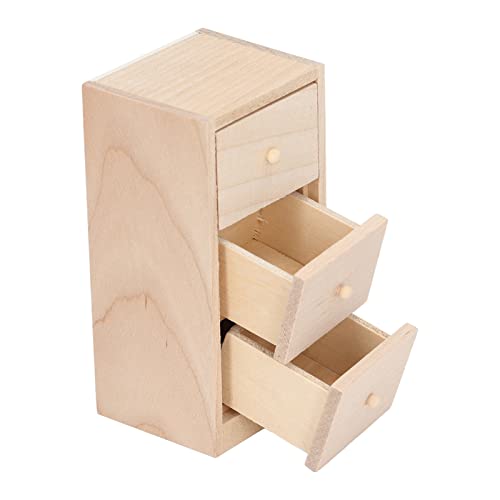 Tixiyu Morden Dollhouse Holzschrankschichtschublade, Mini -Spielzeugmöbel mit 3 Schicht Schublade, Vertikales Kabinettsmodell, Dollhouse Möbel für 1:12 Skala Dollhouse von Tixiyu