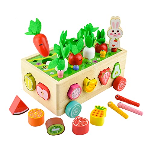 Tizund Montessori-Spielzeug, Holzspielzeug für Kinder, klassifizierte Karotten-Plug-in-Spiele, interessante Gemüsernte Holzpuzzles und Lern- und Bildungsgeschenke für Kinder im Alter von 2-4 von Tizund