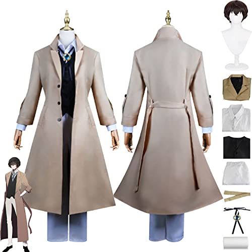 Tjmiaohao Anime Bungou Stray Dogs Dazai Osamu Cosplay Kostüm Outfit Nikolai Gogol Uniform Mantel Full Set Halloween Party Karneval Dress Up Anzug mit Perücke für Männer Jungen (M) von Tjmiaohao