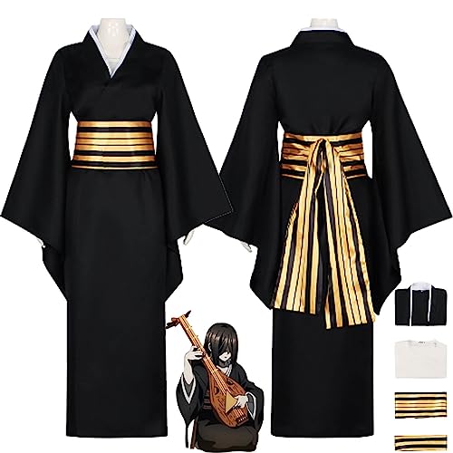 Tjmiaohao Anime Charakter Nakime Cosplay Kostüm Outfit Dämonentöter Kanroji Mitsuri Kimono Schwarze Uniform Komplettset Halloween Karneval Party Dress Up Anzug für Frauen Mädchen (M) von Tjmiaohao