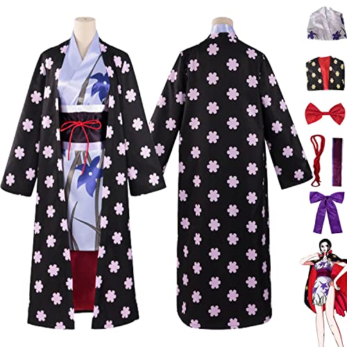 Tjmiaohao Anime Charakter Nico Robin Cosplay Kostüm Outfit One Piece Wano Kuni Country Uniform Full Set Halloween Karneval Party Dress Up Anzug mit Kopfschmuck für Frauen Mädchen (S) von Tjmiaohao