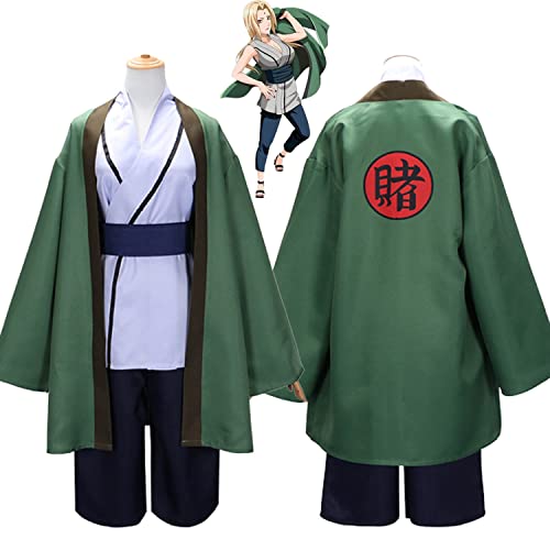 Tjmiaohao Anime Charakter Tsunade Cosplay Kostüm Outfit Rollenspiel Uniform Grüner Mantel Gürtel Hose Full Set Halloween Karneval Party Dress Up Anzug für Frauen Mädchen (L) von Tjmiaohao