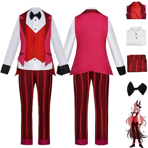 Tjmiaohao Anime Hazbin Hotel Elizabeth Cosplay Kostüm Outfit Charlie Morningstar Rolle Paly Rot Uniform Full Set Halloween Karneval Party Dress Up Anzug für Frauen Mädchen (XL) von Tjmiaohao