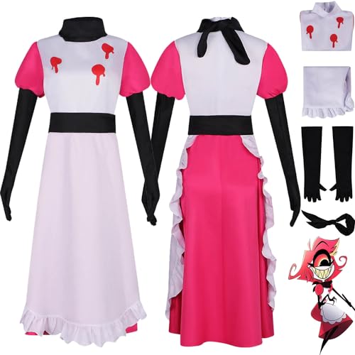 Tjmiaohao Anime Hazbin Hotel Niffty Cosplay Kostüm Outfit Charlie Morningstar Role Paly Uniform Kleider Full Set Halloween Karneval Party Dress Up Anzug für Frauen Mädchen (L) von Tjmiaohao