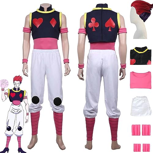 Tjmiaohao Anime Hunter x Hunter Hisoka Cosplay Kostüm Outfit Rollenspiel Kurapika Uniform Komplettset Halloween Karneval Party Dress Up Anzug mit Perücke für Männer Jungen (XL) von Tjmiaohao