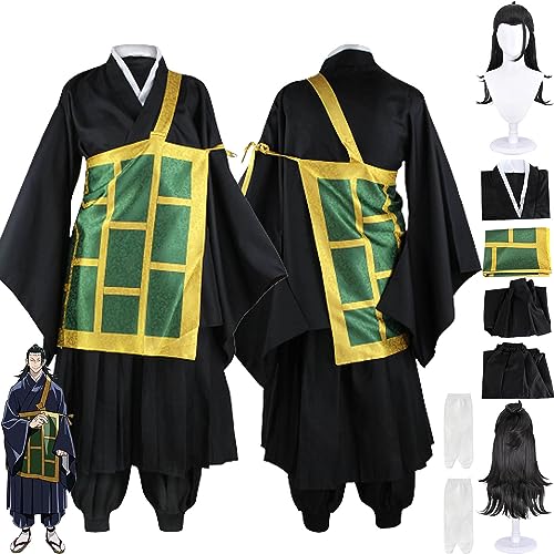 Tjmiaohao Anime Jujutsu Kaisen Geto Suguru Cosplay Kostüm Outfit Gojo Satoru Uniform Full Set Halloween Karneval Dress Up Anzug mit Perücke Zwei-Zehen-Socken für Männer Jungen (XS) von Tjmiaohao