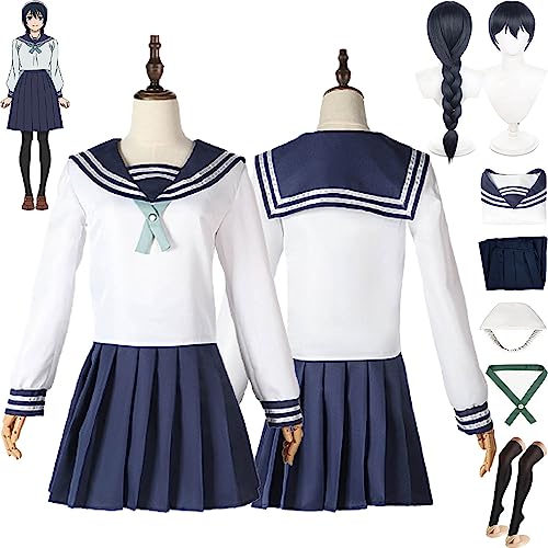 Tjmiaohao Anime Jujutsu Kaisen Staffel 2 Riko Cosplay Kostüm Outfit JK Shool Uniform Kopfschmuck Perücke Komplettset Halloween Karneval Party Dress Up Anzug für Frauen Mädchen (S) von Tjmiaohao