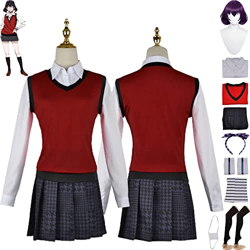 Tjmiaohao Anime Kakegurui Midari Ikishima Cosplay Kostüm Outfit JK Schuluniform Perücke Kopfschmuck Augenmaske Full Set Halloween Karneval Party Dress Up Anzug für Frauen Mädchen (M) von Tjmiaohao