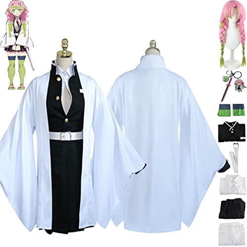 Tjmiaohao Anime Kanroji Mitsuri Cosplay Kostüm Outfit Demon Slayer Kamado Nezuko Kimono Perücke Umhang Kopfschmuck Full Set Halloween Party Uniform Anziehanzug für Frauen Mädchen (S) von Tjmiaohao