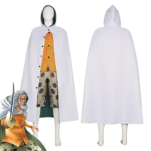 Tjmiaohao Anime One Piece Silvers Rayleigh Cosplay Kostüm Outfit Monkey D. Ruffy Uniform Weißer Umhang Komplettset Halloween Karneval Party Dress Up Anzug für Männer Jungen (L) von Tjmiaohao