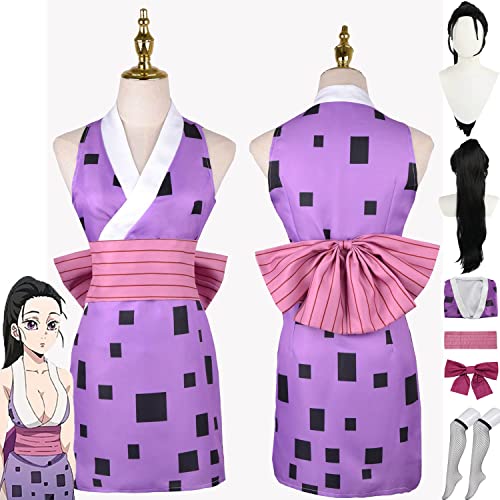 Tjmiaohao Anime Uzui Tengen Frau Hinatsuru Cosplay Kostüm Outfit Dämonentöter Suma Kleider Uniform Perücke Komplettset Halloween Party Karneval Dress Up Anzug für Frauen Mädchen (M) von Tjmiaohao