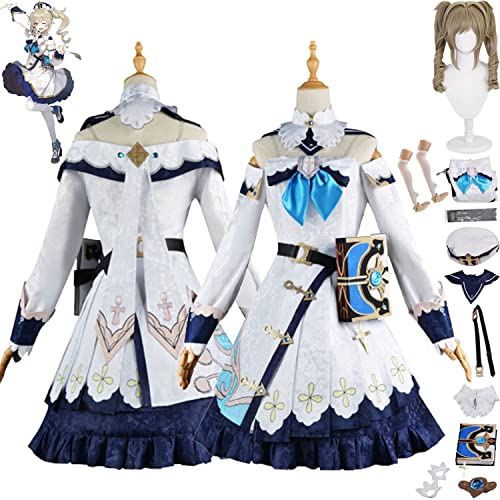 Tjmiaohao Genshin Impact Barbara Cosplay Kostüm Outfit Spielfiguren Dehya Raiden Shogun Uniform Full Set Halloween Karneval Party Dress Up Anzug mit Hut Perücke für Frauen Mädchen (L) von Tjmiaohao