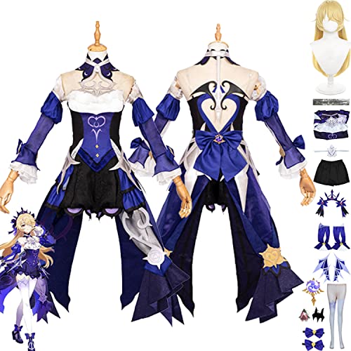 Tjmiaohao Genshin Impact Fischl Cosplay Kostüm Outfit Spielfiguren Dehya Raiden Shogun Uniform Full Set Halloween Party Dress Up Anzug mit Perücke Augenmaske für Frauen Mädchen (S) von Tjmiaohao