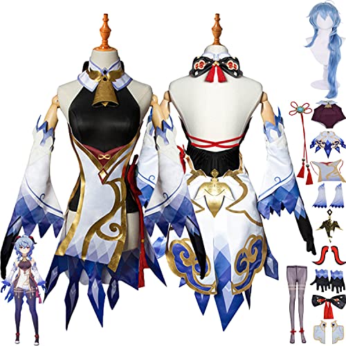 Tjmiaohao Genshin Impact Ganyu Cosplay Kostüm Outfit Spielfiguren Raiden Shogun Uniform Full Set Frauen Mädchen Halloween Party Dress Up Anzug mit Perücke (M) von Tjmiaohao