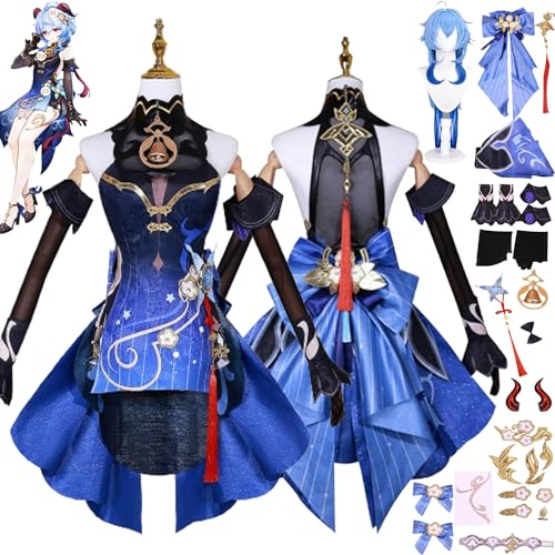 Tjmiaohao Genshin Impact Ganyu neue Haut Cosplay Kostüm Outfit Spiel Charakter Uniform Full Set Halloween Party Karneval Dress Up Anzug mit Perücke Kopfschmuck für Frauen Mädchen (XXXL) von Tjmiaohao