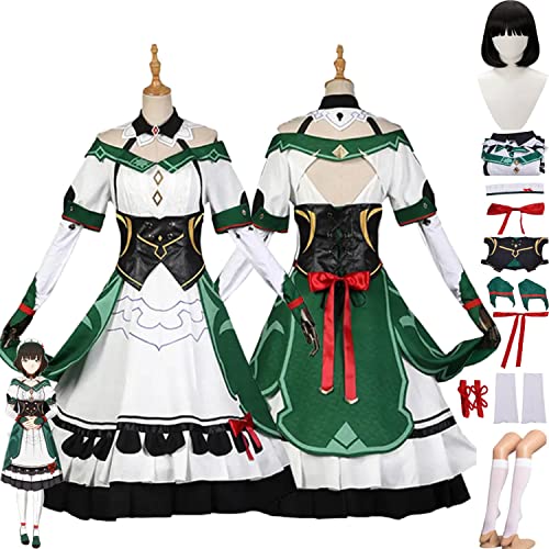 Tjmiaohao Genshin Impact Katheryne Catherine Cosplay Kostüm Outfit Spielfiguren Hutao Uniform Full Set Halloween Karneval Party Dress Up Anzug mit Perücke für Frauen Mädchen (L) von Tjmiaohao