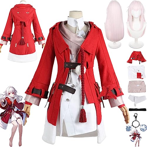 Tjmiaohao Honkai Star Rail Clara Cosplay Kostüm Outfit Spielfigur Kafka Uniform Roter Mantel Komplettset Halloween Karneval Party Dress Up Anzug mit Hut Perücke für Frauen Mädchen (L) von Tjmiaohao