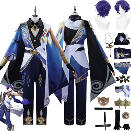 Tjmiaohao Honkai Star Rail Dr. Ratio Cosplay Kostüm Outfit Spiel Charakter Uniform Full Set Halloween Karneval Party Dress Up Anzug mit Perücke Kopfschmuck für Männer Jungen (L) von Tjmiaohao