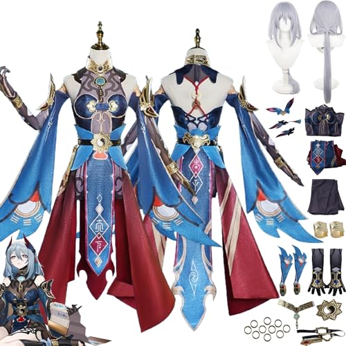 Tjmiaohao Honkai Star Rail Hanya Cosplay Kostüm Outfit Spiel Charakter Uniform Kleider Full Set Halloween Party Dress Up Anzug mit Perücke Kopfschmuck Ringe für Frauen Mädchen (L) von Tjmiaohao