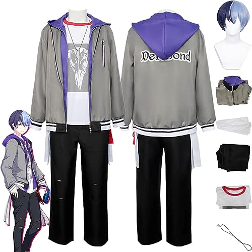 Tjmiaohao Projekt Sekai Bunte Bühne Aoyagi Toya Cosplay Kostüm Outfit Spiel Charakter Akiyama Mizuki Uniform Komplettes Set Halloween Dress Up Anzug mit Perücke für Männer Jungen (XXXL) von Tjmiaohao