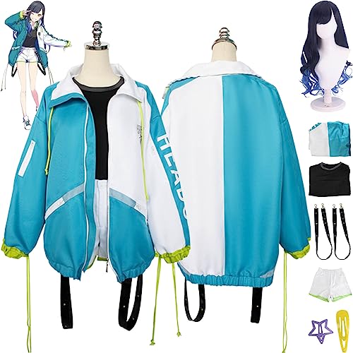 Tjmiaohao Projekt Sekai Bunte Bühne Shiraishi Ein Cosplay-Kostüm-Outfit Spielfigur Ootori Emu Uniform Komplettset Halloween-Anzug mit Haarspangen Perücke für Frauen Mädchen (XXXL) von Tjmiaohao