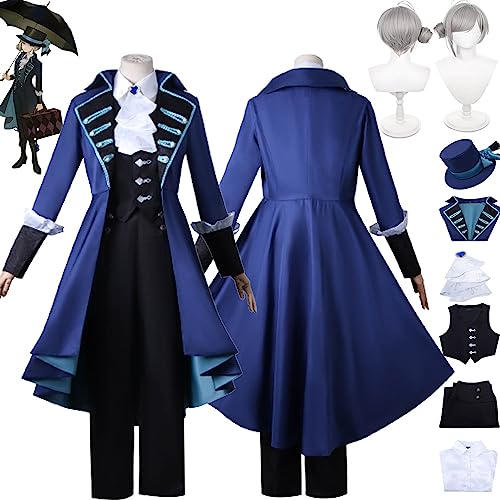 Tjmiaohao Reverse: 1999 Vertin Cosplay Kostüm Outfit Spielfigur Regulus Blaue Uniformjacke Komplettset Halloween Karneval Party Dress Up Anzug mit Hut Perücke für Frauen Mädchen (M) von Tjmiaohao