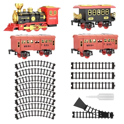 Tktouci Elektrisches Zugset für, Modelleisenbahn-Set,Klassisches Zugset, elektrisches Zugspielzeug mit Sound | Batteriebetriebener Eisenbahnbausatz, Lokomotivmodell, Weihnachtsspielzeug für Kinder von Tktouci