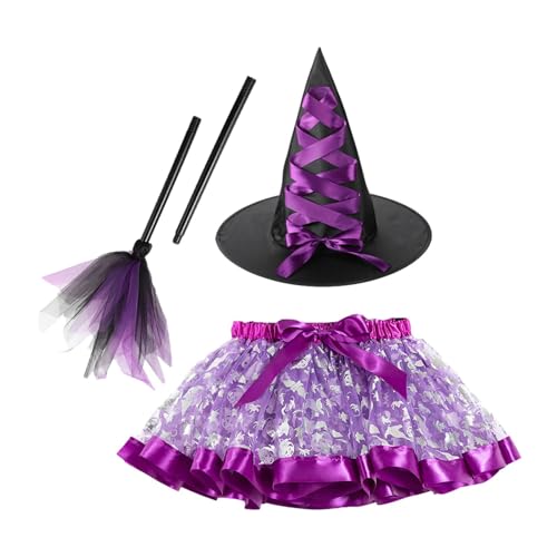 Tktouci Halloween Hexenrock | Kostüm Dress Up 3 Stück | Hexenrock für Frauen Halloween, Halloween-Kostümrock, Mädchenkostüme und Accessoires für Prinzessin von Tktouci