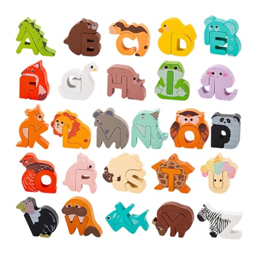 Tktouci Holz Alphabet Puzzle - 26 Teile Alphabet Tier Puzzle,Zuordnungsspiel Forderung Feinmotorik Fantasiespiel Tktouci Holz Alphabet Puzzle - 26 Teile Alphabet Tier Puzzle,Zuordnungsspiel Forderung Feinmotorik Fantasiespiel von Tktouci