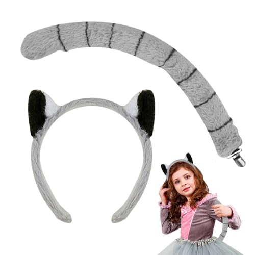 Tktouci Tierkostüme Für Kinder,Lemur Ohren und Schwanz Set - Kostümzubehör Für Bühne, Karneval, Mottopartys Und Verkleidung Als Mädchen Accessoire Tktouci Tierkostüme Für Kinder,Lemur Ohren und Schwanz Set - Kostümzubehör Für Bühne, Karneval, Mottopartys Und Verkleidung Als Mädchen Accessoire von Tktouci