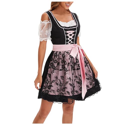 Bayerisches Oktoberfest Kostüm Damen Oktoberfest Outfit Damen Deutsche Traditionelle Oktoberfest Outfits Dirndl Kleid Karneval Halloween Kellnerin Cosplay Biermädchen Dienstmädchen Plaid Verkleidung von Tkukkwr