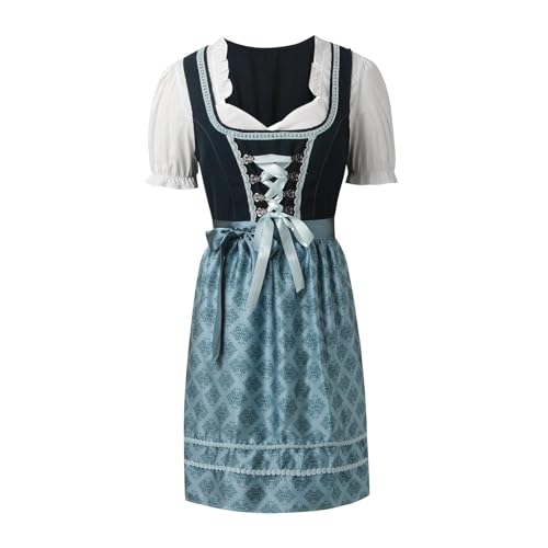 Oktoberfest Outfit Damen Bier Mädchen Oktoberfest Bayerisches Oktoberfest Kostüm Traditionelles Dirndl Kleid Oktoberfest Kostüm Frauen Verkleidung für Oktoberfest Karneval Halloween (A3-Grau, XXL) von Tkukkwr