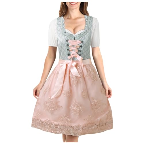 Oktoberfest Outfit Damen Bier Mädchen Oktoberfest Bayerisches Oktoberfest Kostüm Traditionelles Dirndl Kleid Oktoberfest Kostüm Frauen Verkleidung für Oktoberfest Karneval Halloween (A7-Rot, 3XL) von Tkukkwr