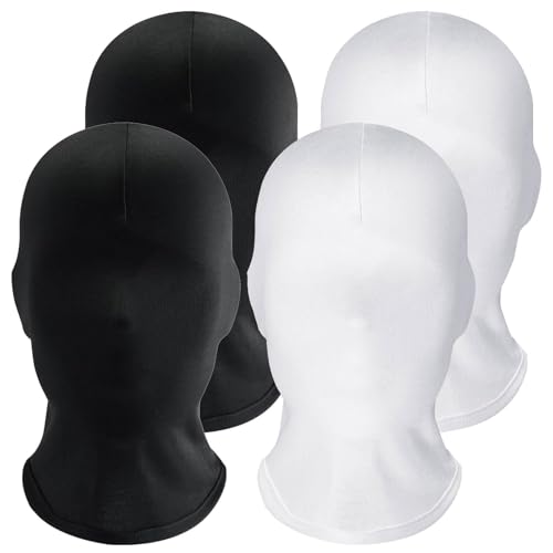 Tkxjry 4 Stück Vollgesichtsmaske Halloween, Spandex Vollgesichtsmaske, Spandex Kopfmaske, Schwarze Halloween-Vollgesichtsmaske, Vollgesichtsmaske Halloween Kopfmaske, für Halloween cosplay von Tkxjry