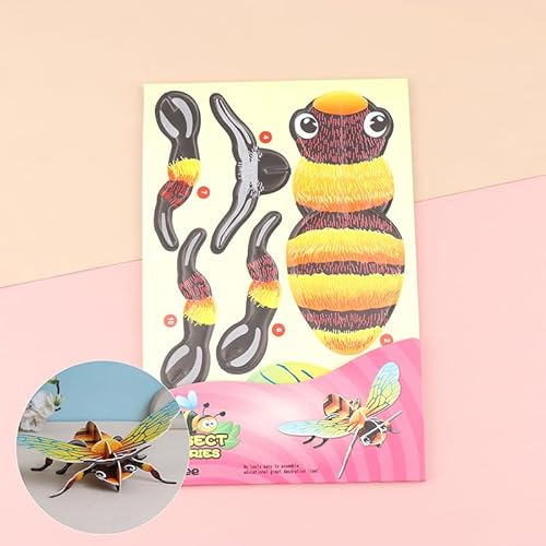 Pädagogische handgefertigte 3D-Puzzle-Karten aus Papier für Kinder, Insektenmotiv mit Bienen und Schmetterlingen von Tlarsun