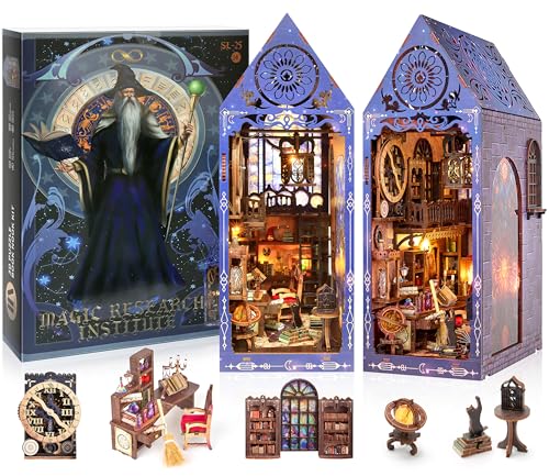 Book Nook Kit, Tlater Magic Book Book Kit mit LED Lichtern 3D Holz Puzzle Bücherregal, DIY Miniatur Haus Ornament Dekoration Ideal für Feste, Geburtstage von Tlater