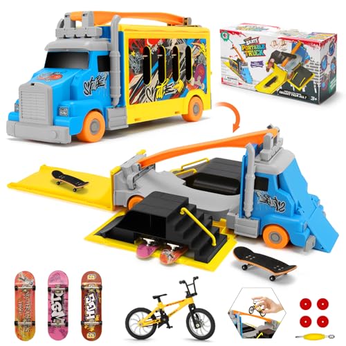 Tlater Portable Transforming Truck Spielwaren für Kinder, 2-in-1 Faltbare Fahrzeug Spielzeuge mit Skateboard Rampen, 3 Fingerboards, 1 Mini-Fahrrad & Lagerung, DIY Spielzeug Geschenke Alter 3+ Tlater Portable Transforming Truck Spielwaren für Kinder, 2-in-1 Faltbare Fahrzeug Spielzeuge mit Skateboard Rampen, 3 Fingerboards, 1 Mini-Fahrrad & Lagerung, DIY Spielzeug Geschenke Alter 3+ von Tlater