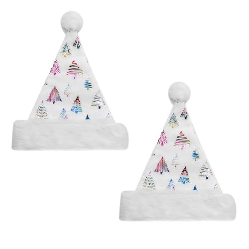 Tlily 2 Stück Weihnachtsmütze für Erwachsene Unisex-Komfort-Santa-Hut Bulk Santa Hut Wie Gezeigt Stoff mit Goldenem Schneeflocken-Klassiker-Xmas Ferienhüte von Tlily