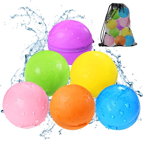 Wiederverwendbare Wasserballons, Sommerspielzeug, Wasserspielzeug für Jungen und Mädchen, Außenpool, Strandspielzeug für Kinder, Wasserspiele, Spielzeug, selbstdichtender Wasserspritzball (6 Stück) von Tlitlimom