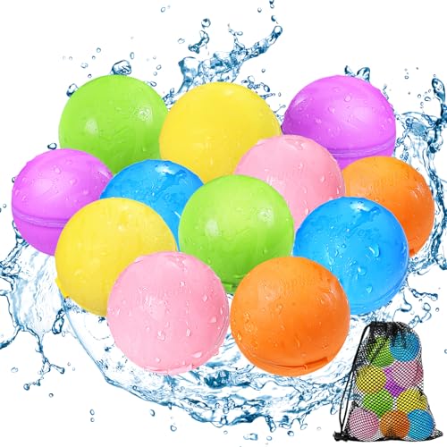 Wiederverwendbare Wasserballons, Sommerspielzeug, Wasserspielzeug für Jungen und Mädchen, Außenpool, Strandspielzeug für Kinder, Wasserspiele, Spielzeug, selbstdichtender Wasserspritzball (12 Stück) von Tlitlimom
