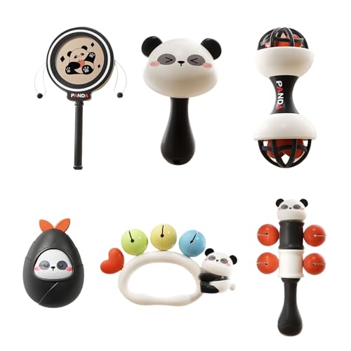 Tmboryuu Baby Rassel Spielzeug Aus Kunststoff Mit Panda Motiv Heben Und Greifen des Kopfes Fördert Und Leicht Zu Greifen Für Kleinkinder Von 0 Bis 3 Monaten 3/4/6/8 Stück von Tmboryuu