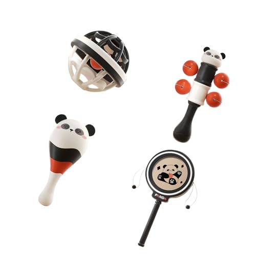 Tmboryuu Baby Rassel Spielzeug Aus Kunststoff Mit Panda Motiv Heben Und Greifen des Kopfes Fördert Und Leicht Zu Greifen Für Kleinkinder Von 0 Bis 3 Monaten 3/4/6/8 Stück von Tmboryuu