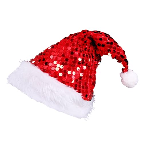 Tmboryuu Weihnachten Santa Hats Mit Pailletten White Bim Für Weihnacht Festival Party Neujahr Kopfbedeckung Santa Kostümzubehör Geschenk von Tmboryuu