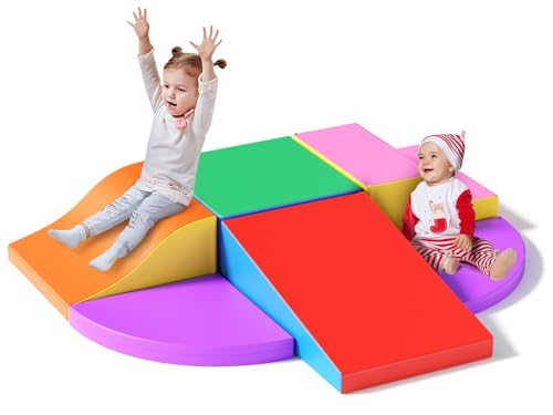 Tnamdan Schaumstoff-Kletterblöcke für Kinder,Baby Soft Climber Spielset Indoor,Bauklötze & Bausteine,6 Grossbausteine Schaumstoffbausteine von Tnamdan