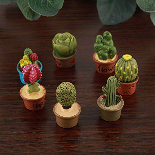 Miniatur-Sukkulenten-Blumentopf, Puppenhaus-Dekoration, Mini-Kaktus, Feengarten-Ornament für Heimwerker-Aktivitäten, 7er-Set von Tnfeeon