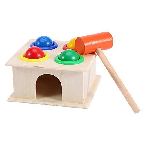 Tnfeeon Holzspielzeug Hammer und 4-Ball Set, Kinder Kinder Hämmern Spiel Lernen Pädagogisches Spielzeug Pushing Box von Tnfeeon